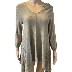 Max Edition V Neck Tunic Top Asymmetrical Hemline Knit Sweater Casual Comfy